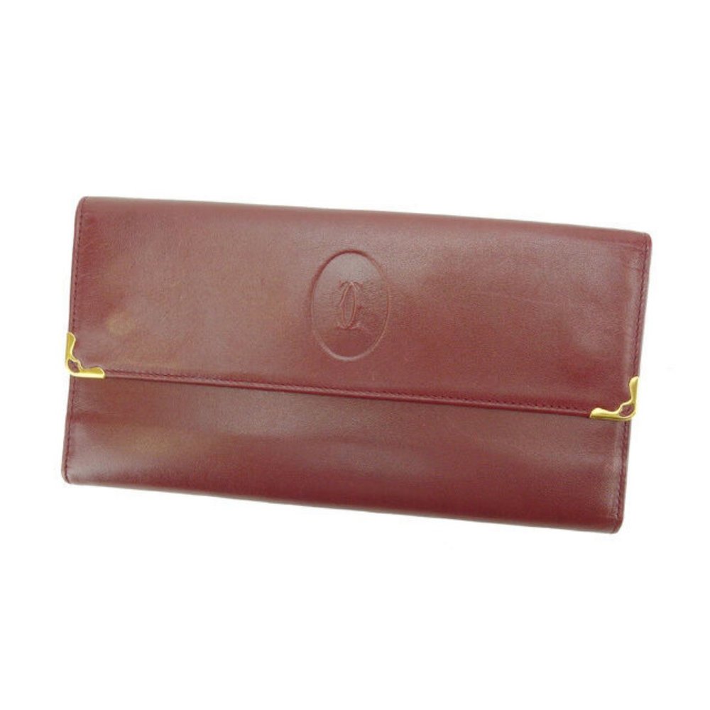 Cartier Wallet Purse Long Wallet Mastline Red Gold Woman Authentic Used Y4042